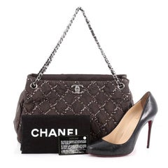 Chanel Tweed on Stitch Tote Quilted Nylon Large