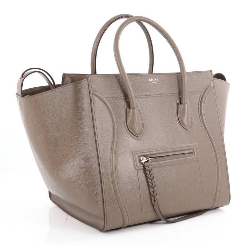 Brown Celine Phantom Handbag Textured Leather Medium