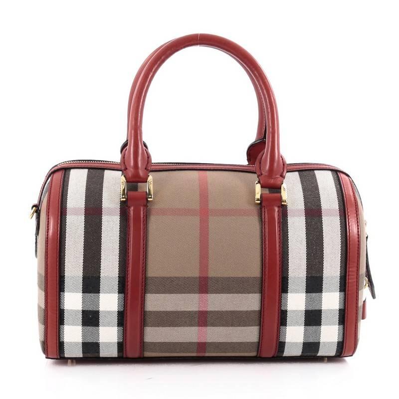 Burberry Alchester Convertible Satchel House Check and Leather Medium In Good Condition In NY, NY