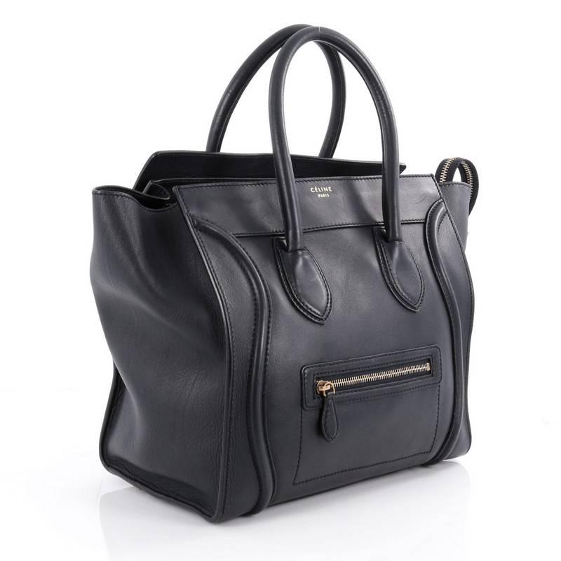 Black Celine Luggage Handbag Smooth Leather Mini