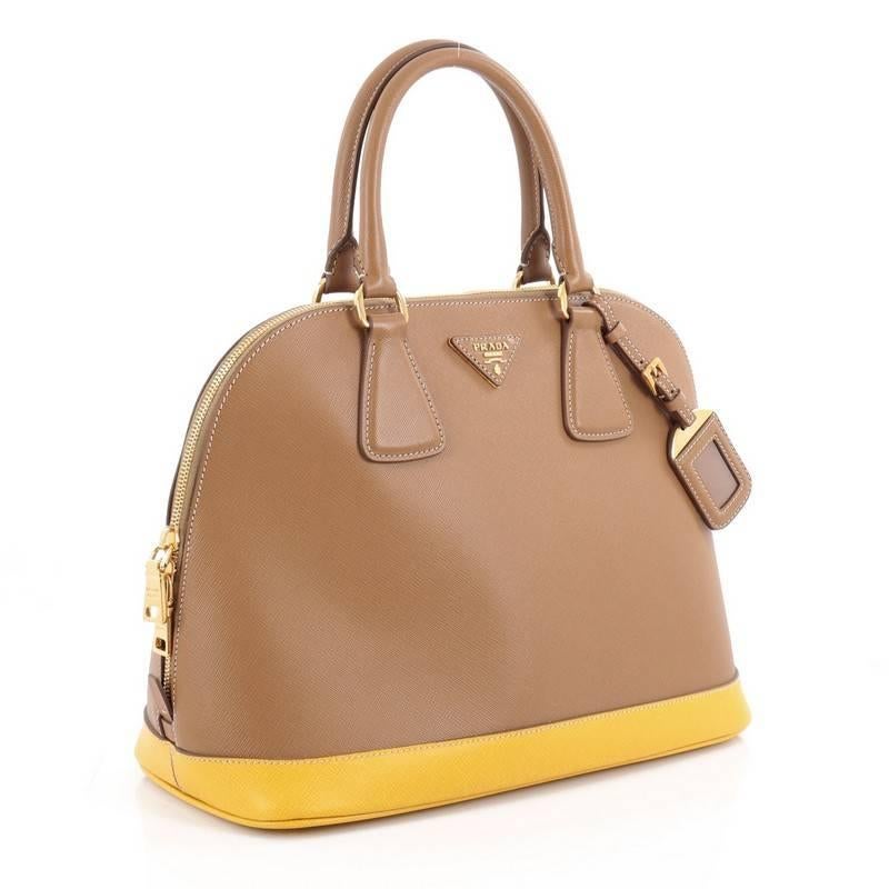 Brown Prada Bicolor Promenade Handbag Saffiano Leather Medium