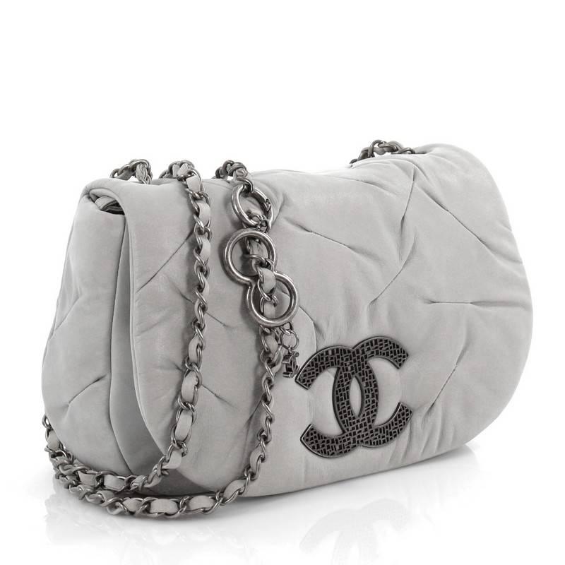 Gray Chanel Glint Messenger Bag Iridescent Calfskin