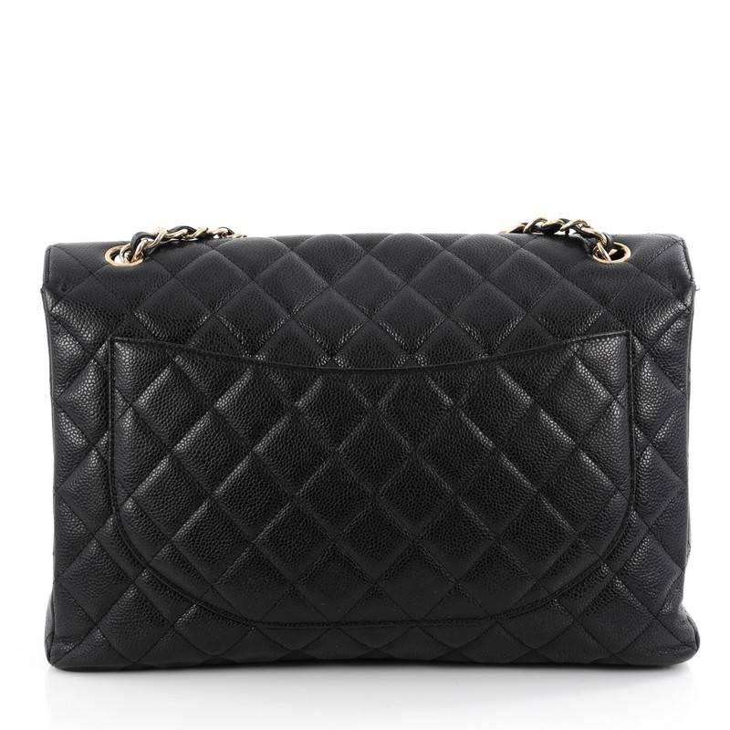 Chanel Classic Single Flap Bag Quilted Caviar Maxi In Good Condition In NY, NY