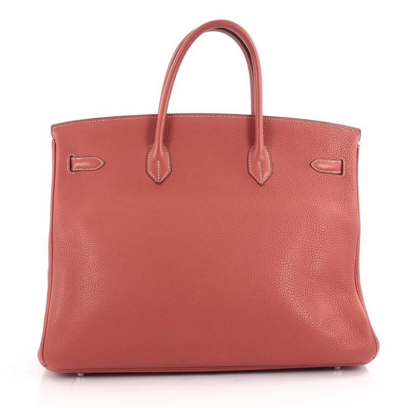 Hermes Birkin Handbag Sanguine Clemence with Palladium Hardware 40 In Good Condition In NY, NY