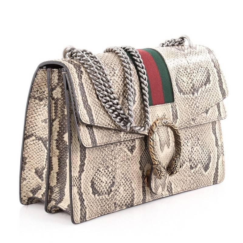 Beige Gucci Web Dionysus Handbag Python Medium