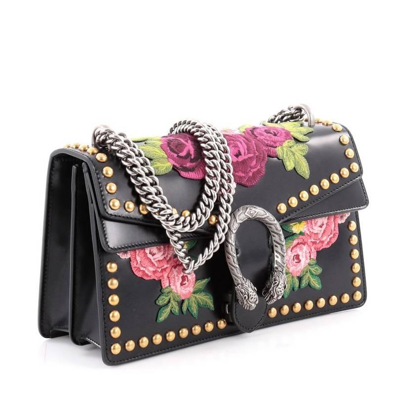 Black Gucci Dionysus Handbag Embroidered Studded Leather Small