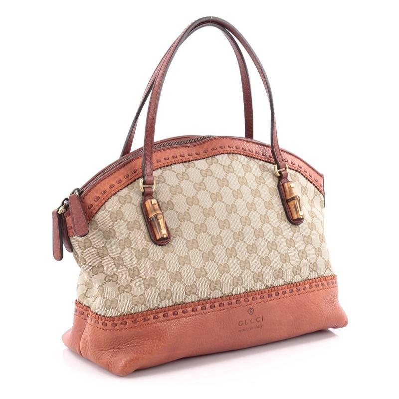 Brown Gucci Laidback Crafty Handle Bag GG Canvas Medium
