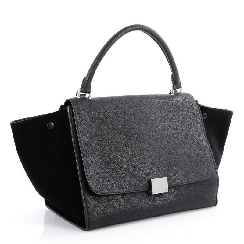 Black Celine Trapeze Handbag Leather Medium