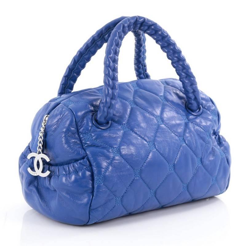 Blue Chanel Hidden Chain Bowler Quilted Leather Small