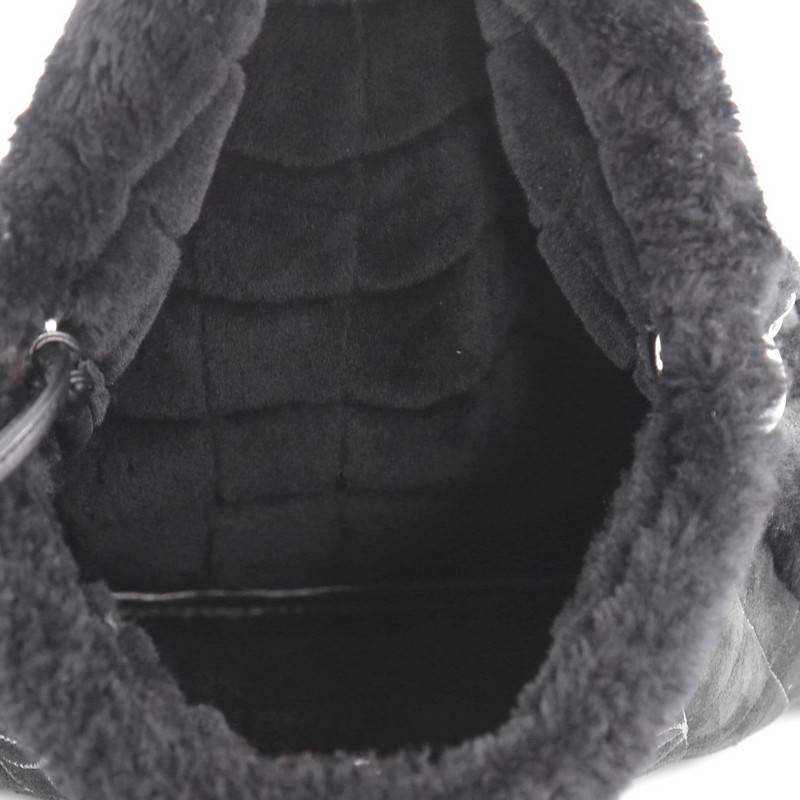 Chanel Embroidered CC Chain Tote Quilted Suede and Shearling 2