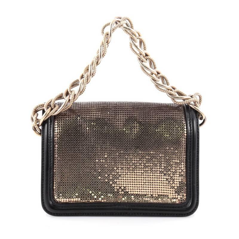 Chanel Hollywood Flap Bag Beaded Metal Mesh and Leather In Good Condition In NY, NY