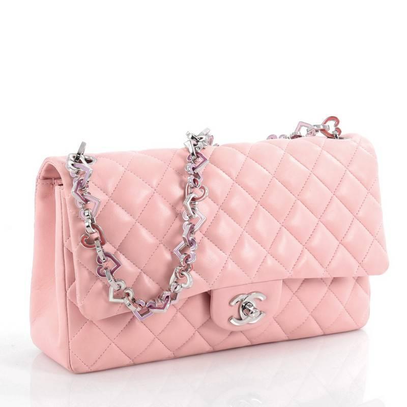 Chanel Vintage Valentine Hearts Flap Bag Quilted Lambskin Medium In Good Condition In NY, NY