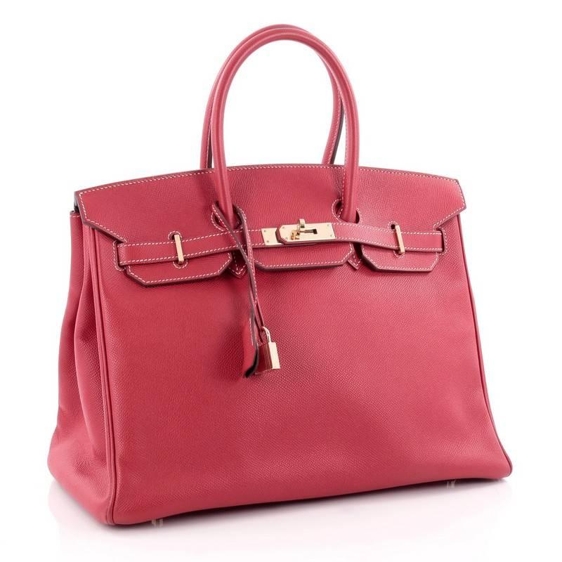 Pink Hermes Candy Birkin Handbag Epsom 35