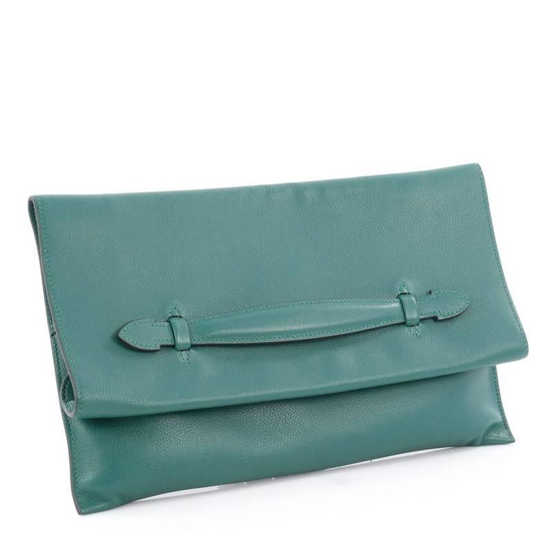 Blue Hermes Pliplat Clutch Evercolor