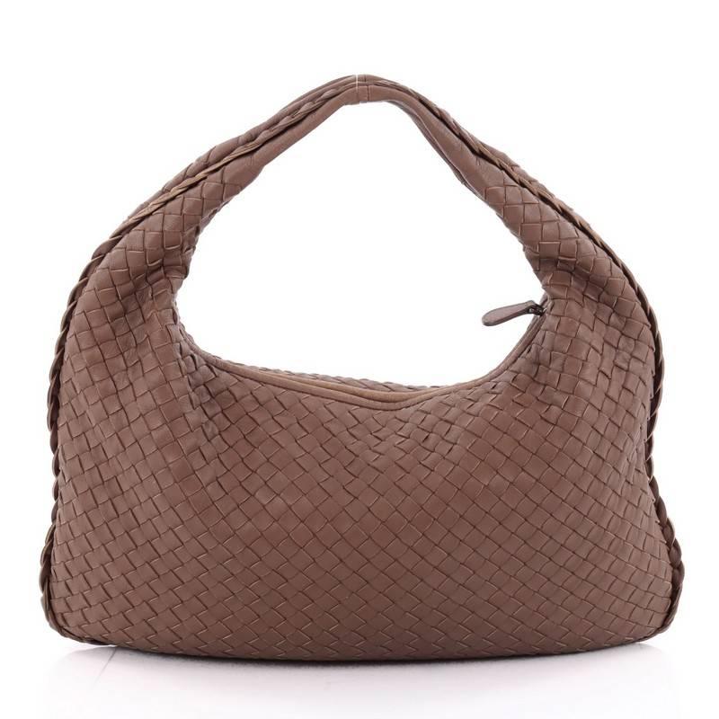 Brown Bottega Veneta Veneta Hobo Intrecciato Nappa Medium