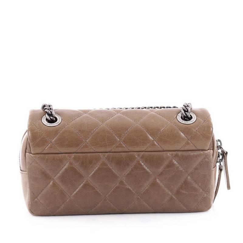 Brown Chanel Duo Color Flap Bag Quilted Glazed Calfskin Small