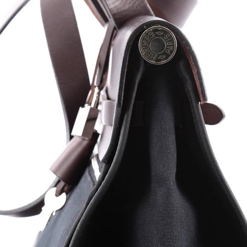 Hermes Herbag Zip Leather and Toile 39 In Good Condition In NY, NY