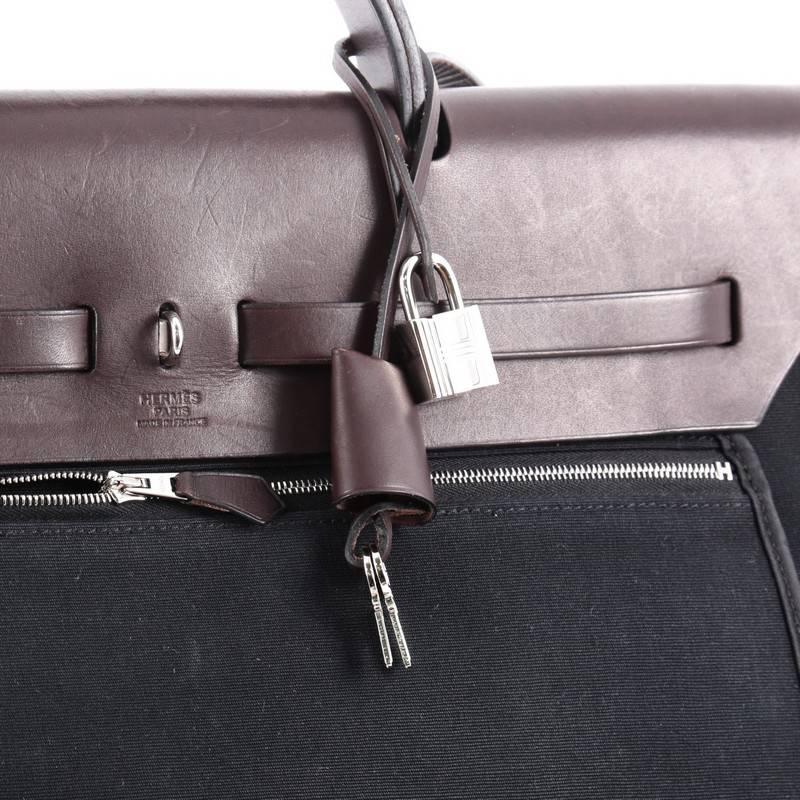 Women's or Men's Hermes Herbag Zip Leather and Toile 39