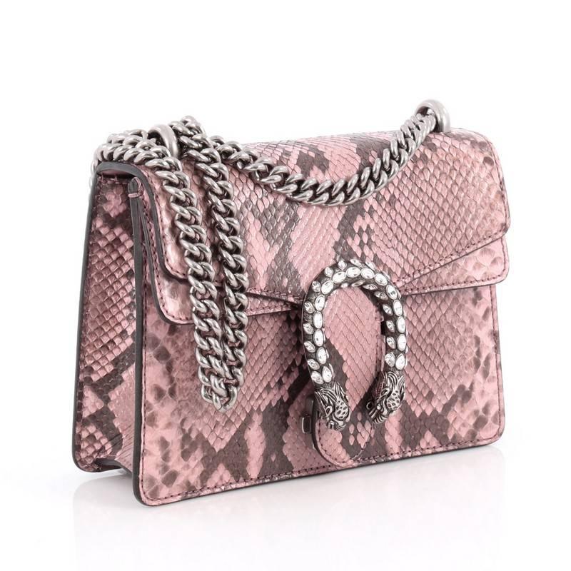Brown Gucci Dionysus Handbag Python with Embellished Detail Mini