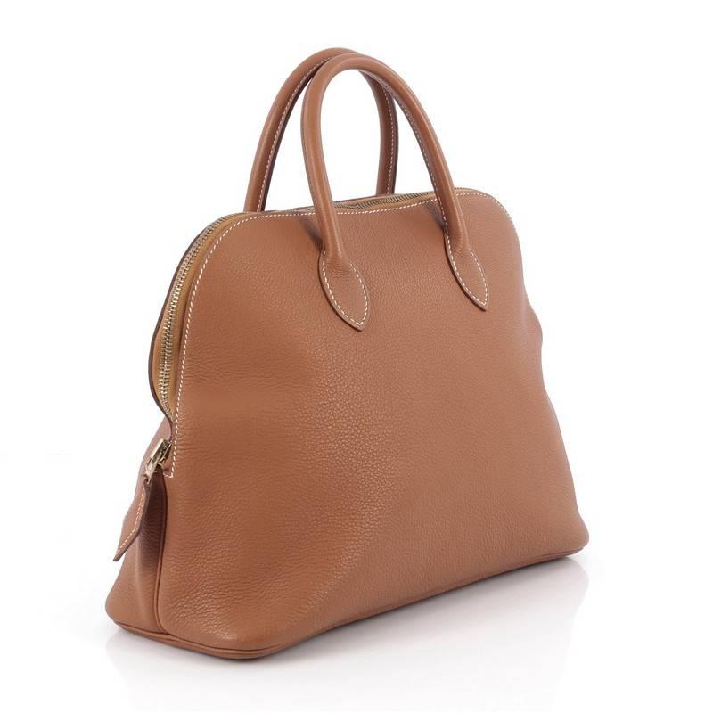 Brown Hermes Bolide Web Handbag Clemence 31