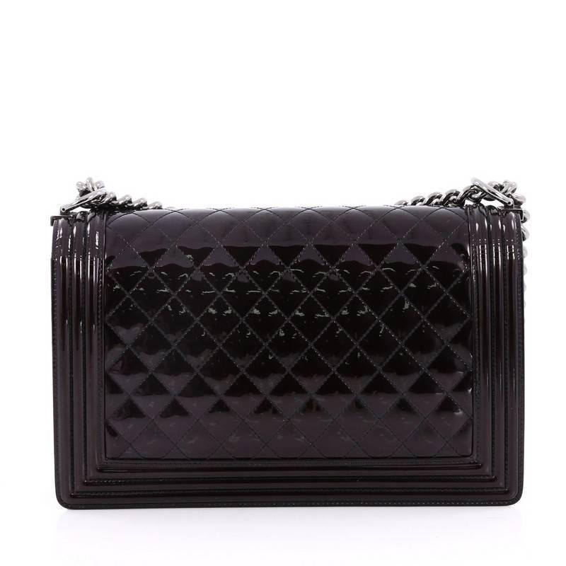 Chanel Boy Flap Bag Quilted Patent New Medium In Good Condition In NY, NY