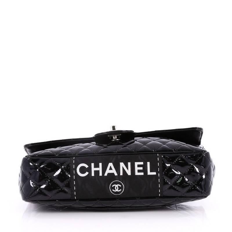 Black Chanel Secret Label Flap Bag Quilted Patent Jumbo