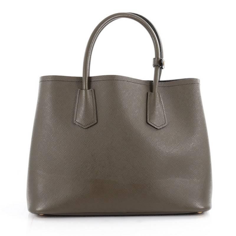 Prada Cuir Double Tote Saffiano Leather Small In Good Condition In NY, NY