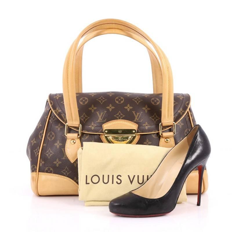 This authentic Louis Vuitton Beverly Handbag Monogram Canvas GM is a feminine and functional accessory perfect for everyday use. Crafted from Louis Vuitton’s signature brown monogram coated canvas, this beloved shoulder bag features natural cowhide