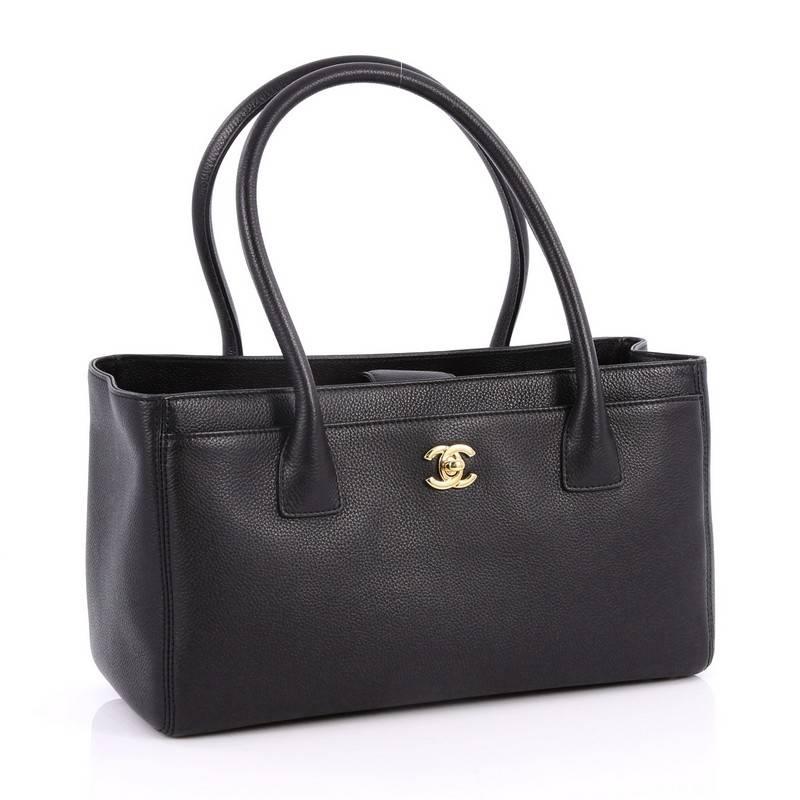 Black Chanel Cerf Executive Tote Leather Small