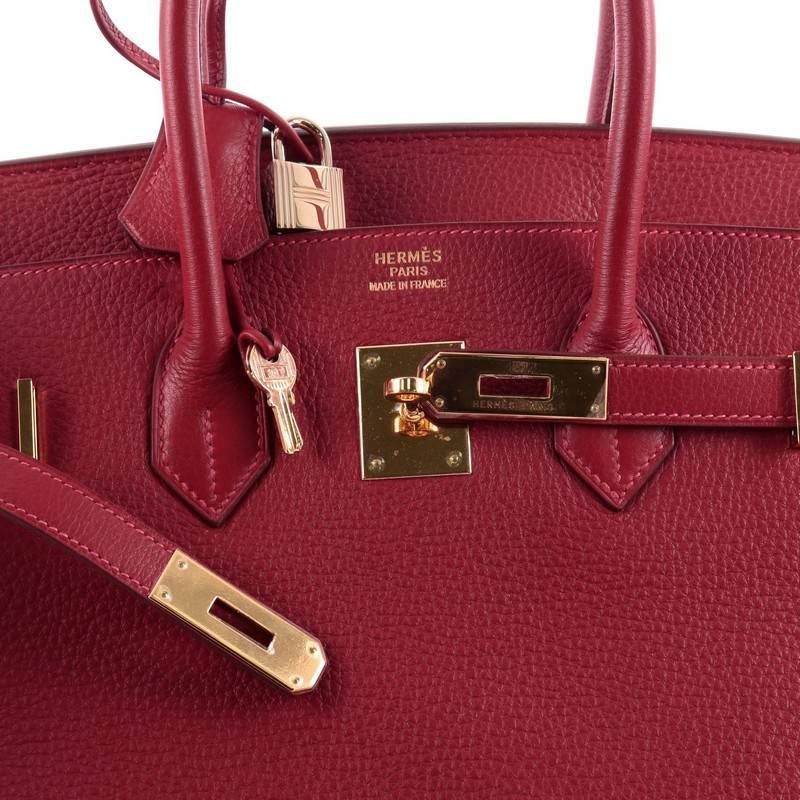 Hermes Birkin Handbag Rouge Vif Clemence with Gold Hardware 35 1