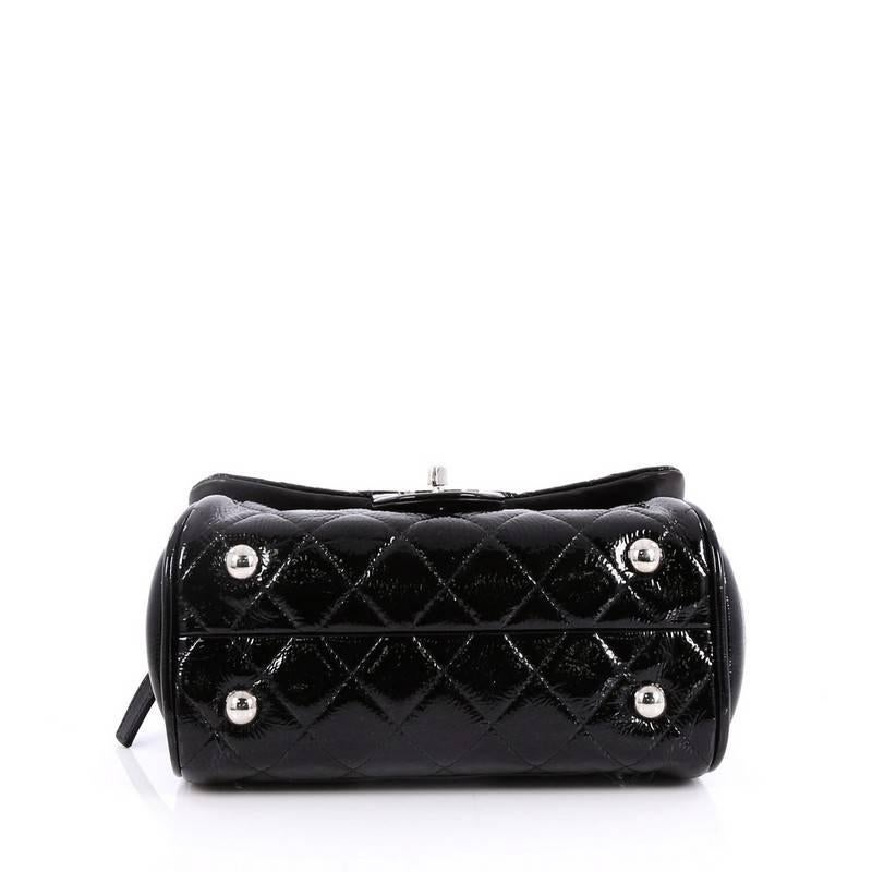 Chanel CC Chain Zip Flap Bag Quilted Patent Small In Good Condition In NY, NY