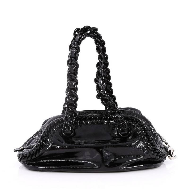 Chanel Resin Luxe Ligne Bowler Bag Patent Medium In Excellent Condition In NY, NY