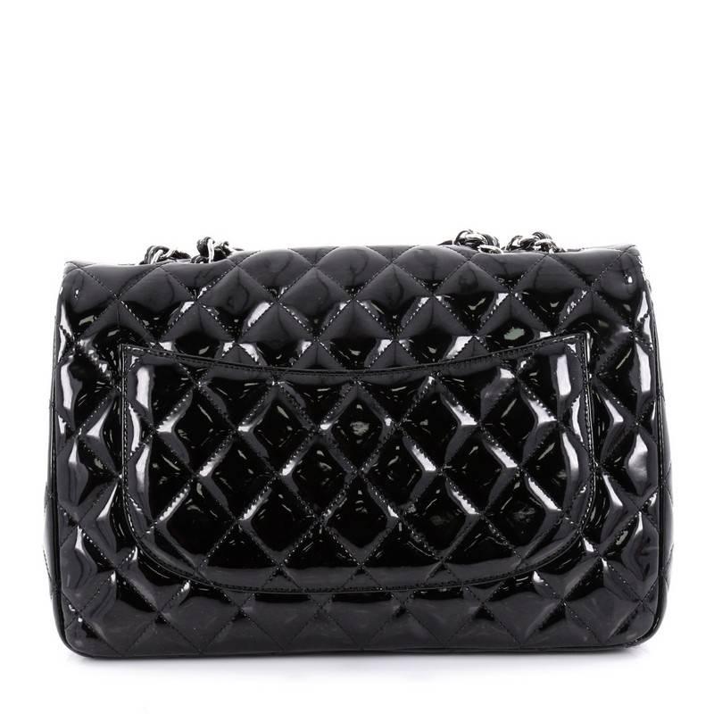 Chanel Classic Single Flap Bag Quilted Patent Jumbo In Good Condition In NY, NY