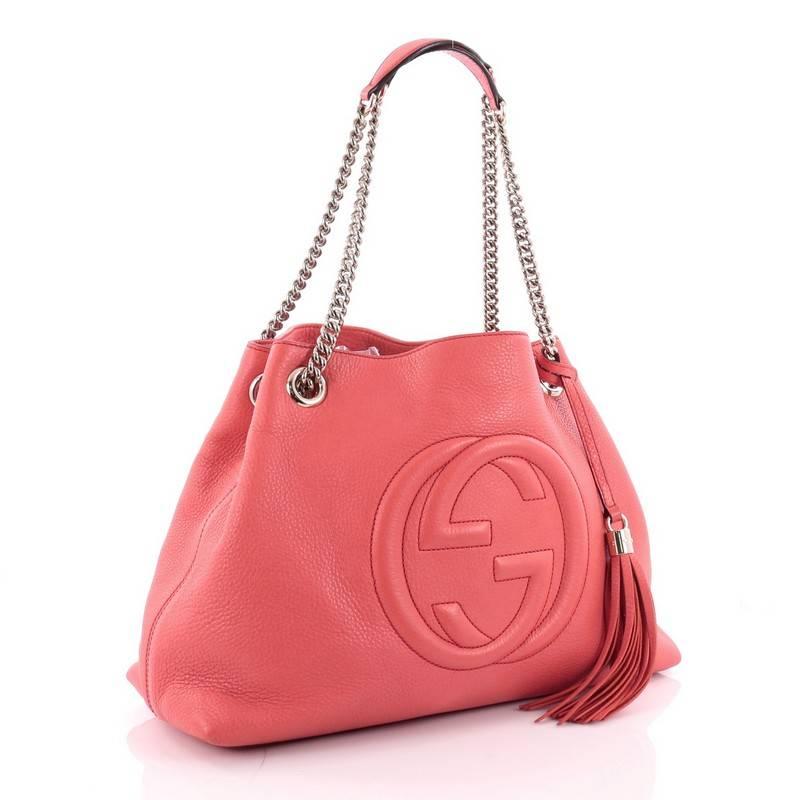 Pink Gucci Soho Shoulder Bag Chain Strap Leather Medium