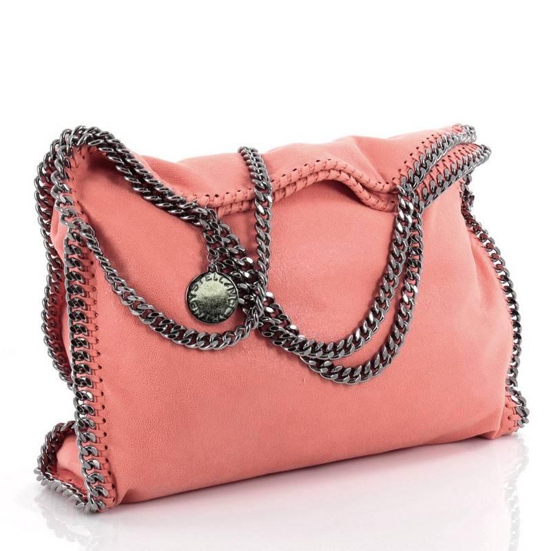 Pink Stella McCartney Falabella Fold Over Bag Faux Leather