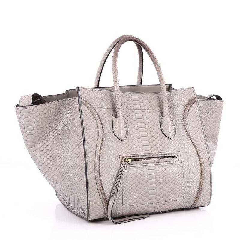 Gray Celine Phantom Handbag Python Medium