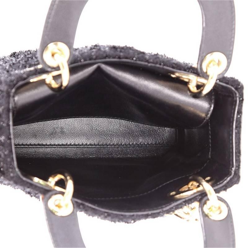 Black Christian Dior Lady Dior Handbag Cannage Quilt Tweed Mini