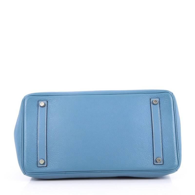 Hermes Blue Jean Clemence with Palladium Hardware 35 Birkin Handbag  1