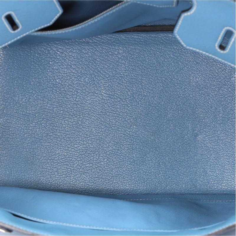 Hermes Blue Jean Clemence with Palladium Hardware 35 Birkin Handbag  2
