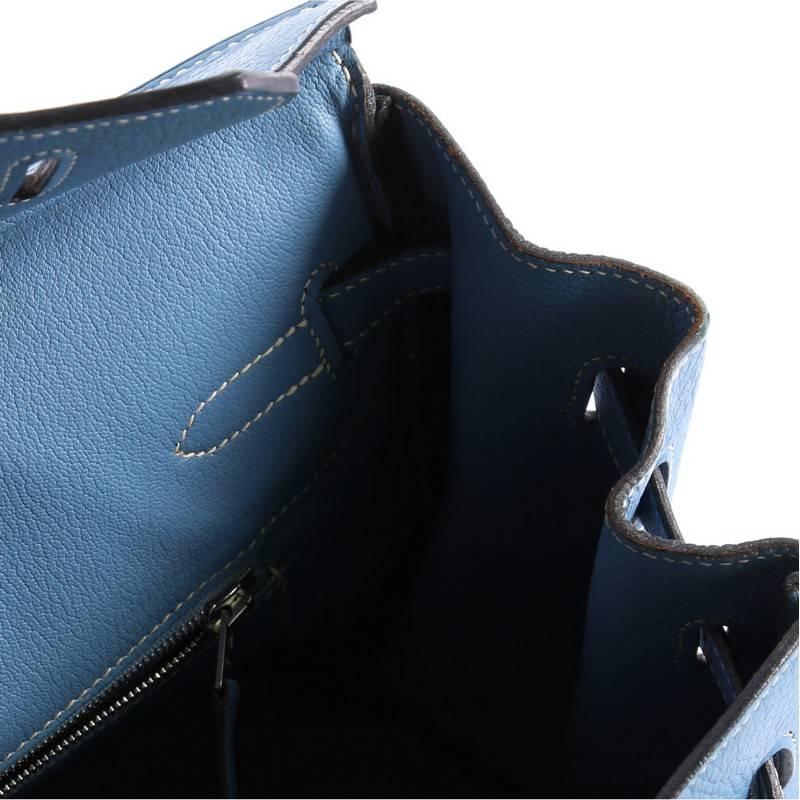 Hermes Blue Jean Clemence with Palladium Hardware 35 Birkin Handbag  3