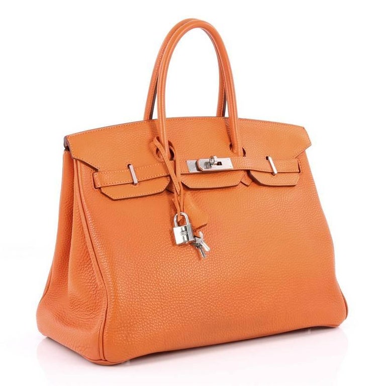 Hermes Birkin Handbag Orange Togo with Palladium Hardware 35 at 1stdibs