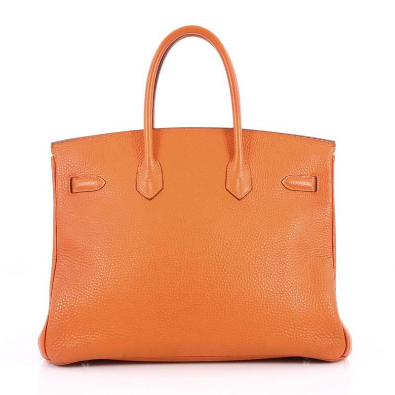 Women's or Men's Hermes Birkin Handbag Orange Togo with Palladium Hardware 35