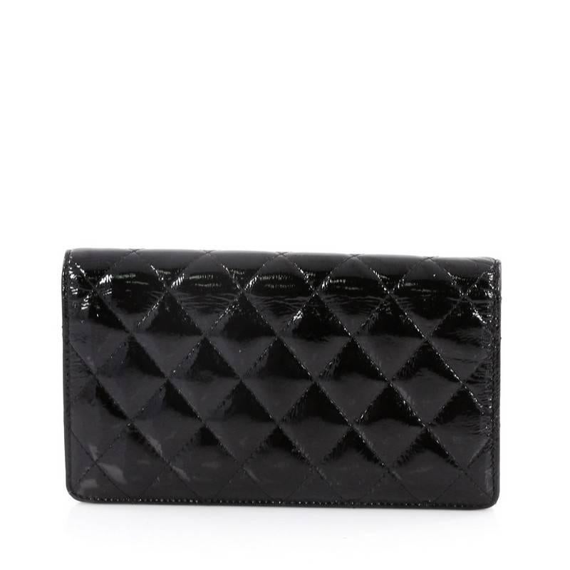 Chanel Paris-Dallas Bi-Fold Wallet Quilted Patent Goatskin Long In Good Condition In NY, NY