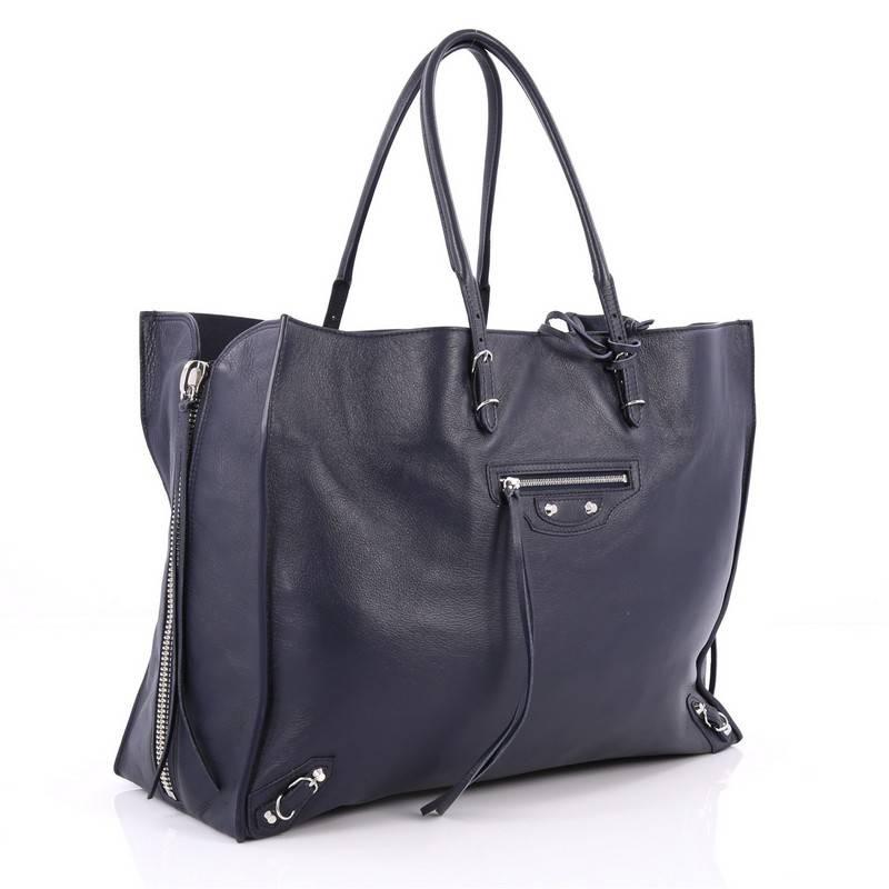 Black Balenciaga Papier A4 Zip Around Classic Studs Handbag Leather Large