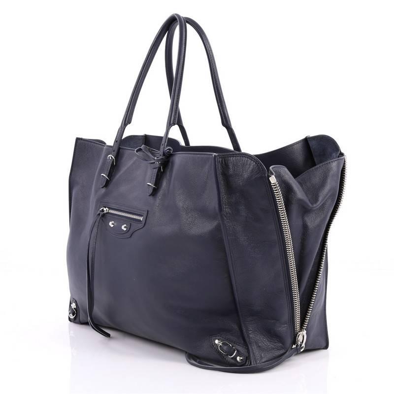Women's Balenciaga Papier A4 Zip Around Classic Studs Handbag Leather Large