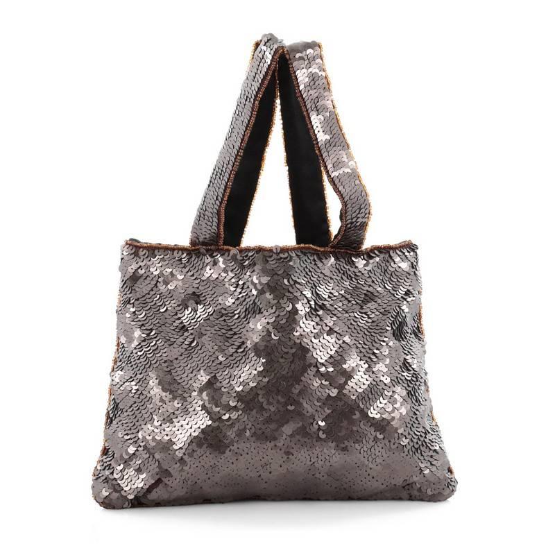 Gray Chanel Trompe L'Oeil CC Evening Bag Sequins