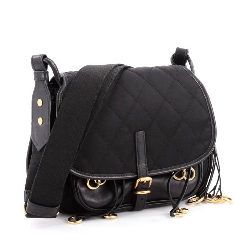 Black Prada Corsaire Messenger Bag Quilted Nylon and Calfskin