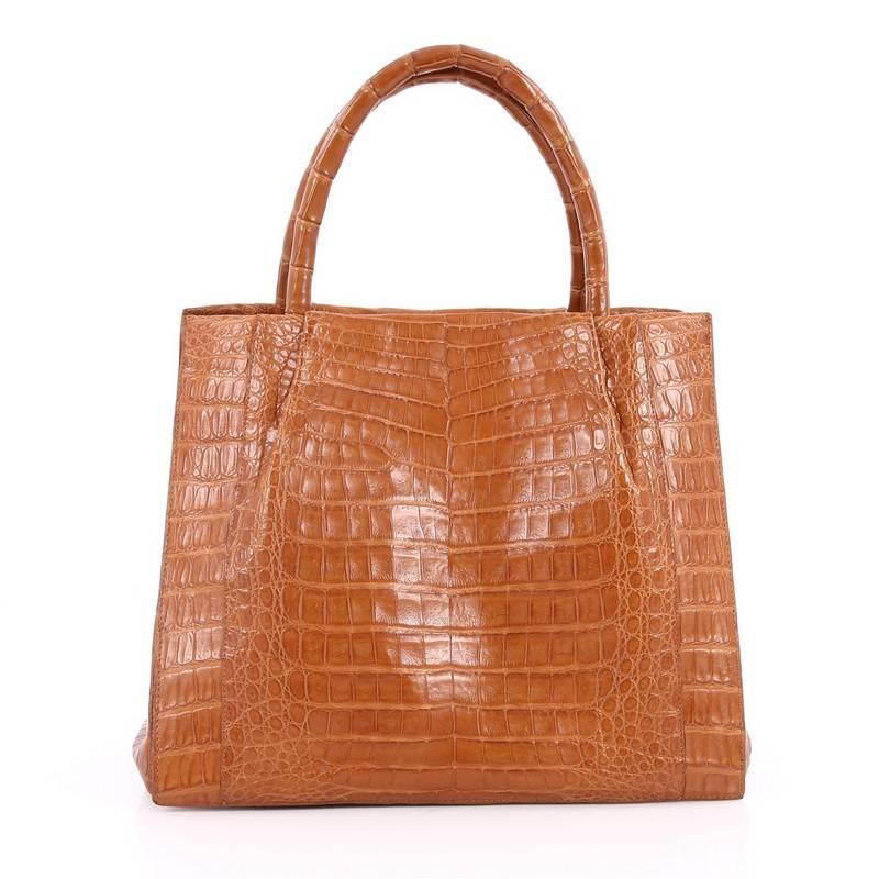 Nancy Gonzalez Convertible Tote Pleated Crocodile Large In Excellent Condition In NY, NY