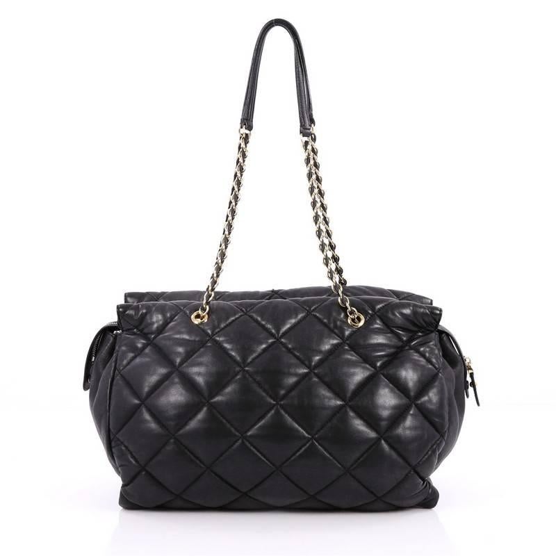 Salvatore Ferragamo Ginette Chain Shoulder Bag Quilted Leather Large In Fair Condition In NY, NY