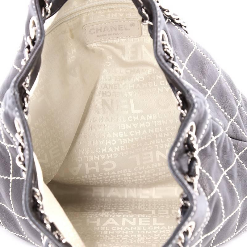Chanel Surpique Drawstring Bucket Bag Quilted Lambskin Large 1